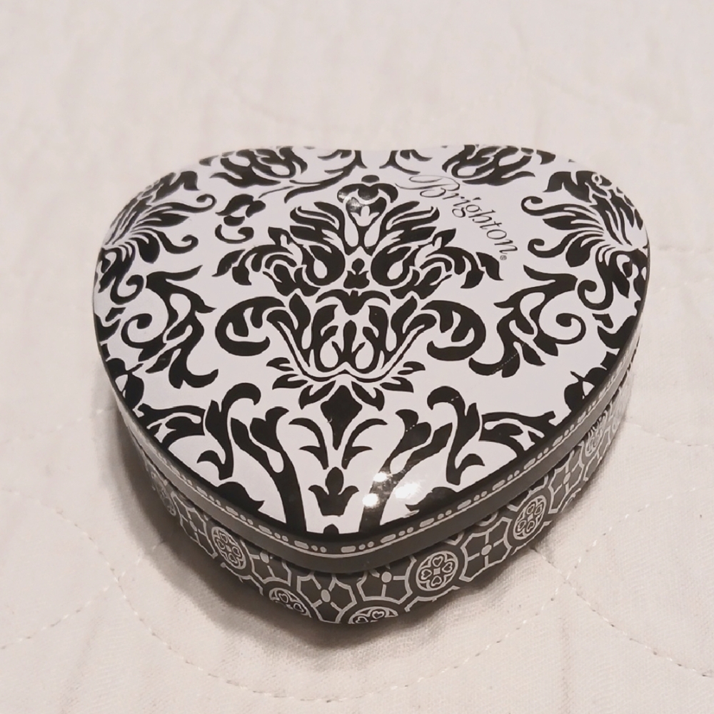 Brighton Black and White Heart Trinket Box